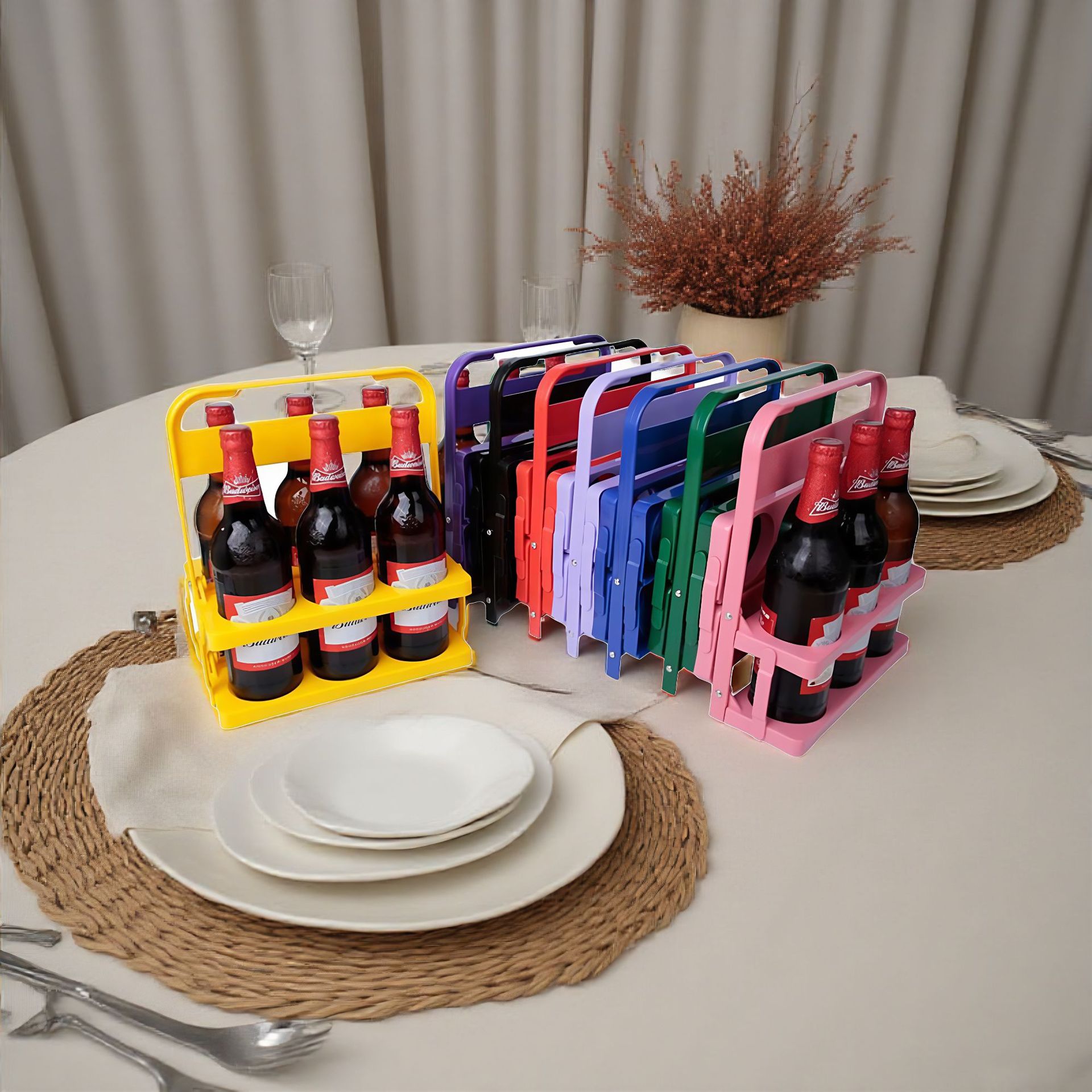 Wine Beer Holder - Estante plegable para seis botellas de